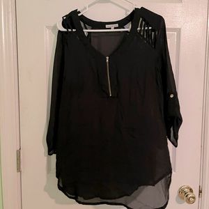 Black with Gold Zipper Top